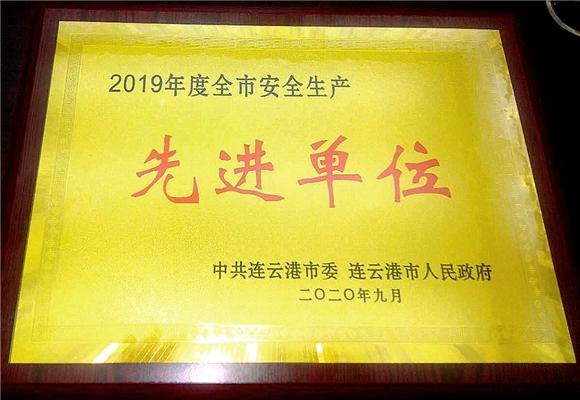 集团荣获“2019年度全市安全生产先进单位”荣誉称号