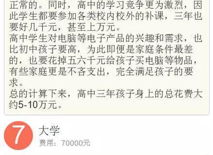 家长公布养孩子账单至少40万