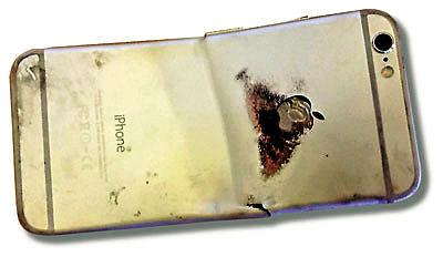 iPhone6撞弯起火烧伤用户大腿 裤兜容不下它了