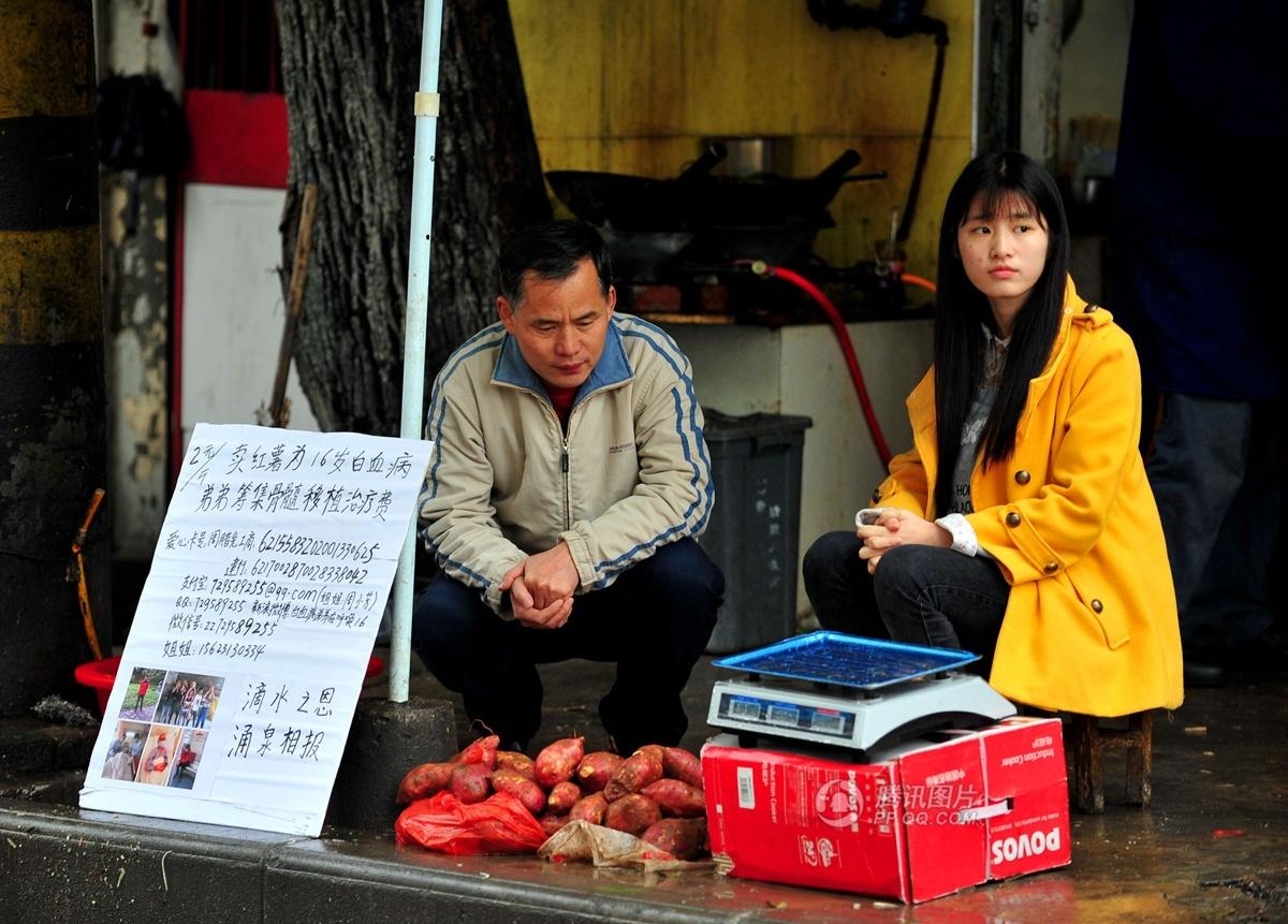 武汉女大学生休学卖红薯给白血病弟弟治病