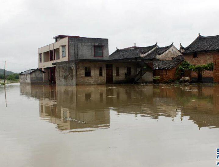 广西贺州遭强降雨袭击 部分民房农田被淹