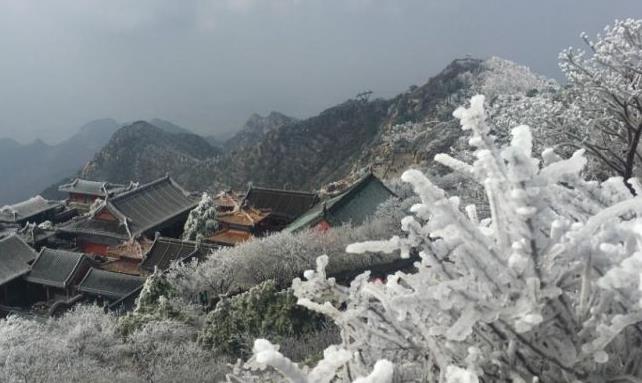 4月首场春雨 泰山现雾凇冰挂奇观